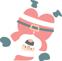 merry christmas and happy new year with cute somersault santa claus, flat png transparent element cartoon character design