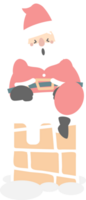 merry christmas and happy new year with cute santa claus and chimney, flat png transparent element cartoon character design