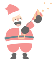 merry christmas and happy new year with cute santa claus with party poppers and confetti, flat png transparent element cartoon character design