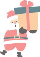 alegre Navidad y contento nuevo año con linda Papa Noel claus y regalo caja, plano png transparente elemento dibujos animados personaje diseño