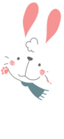 merry christmas and happy new year with cute rabbit and snowball, flat png transparent element cartoon character design