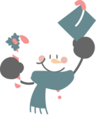 merry christmas and happy new year with snowman and candy cane, flat png transparent element cartoon character design