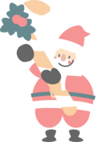 merry christmas and happy new year with cute santa claus and candy cane, flat png transparent element cartoon character design