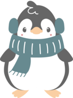 vrolijk Kerstmis en gelukkig nieuw jaar met schattig pinguïn, vlak PNG transparant element tekenfilm karakter ontwerp