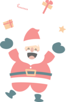 alegre Natal e feliz Novo ano com fofa santa claus e presente caixa, plano png transparente elemento desenho animado personagem Projeto