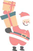 glad jul och Lycklig ny år med söt santa claus och gåva låda, platt png transparent element tecknad serie karaktär design