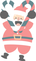 merry christmas and happy new year with cute santa claus and candy cane, flat png transparent element cartoon character design