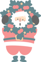 glad jul och Lycklig ny år med söt santa claus och krans, platt png transparent element tecknad serie karaktär design