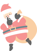 merry christmas and happy new year with cute santa claus and Christmas bag, flat png transparent element cartoon character design