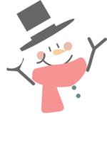 merry christmas and happy new year with cute snowman and snowball, flat png transparent element cartoon character design