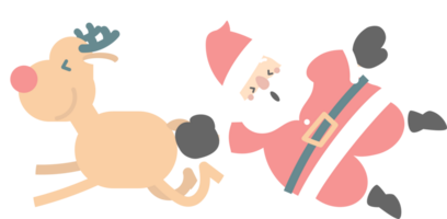 merry christmas and happy new year with cute santa claus and reindeer, flat png transparent element cartoon character design