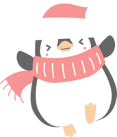 merry christmas and happy new year with cute penguin, flat png transparent element cartoon character design