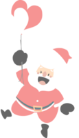 merry christmas and happy new year with cute santa claus and heart balloon, flat png transparent element cartoon character design