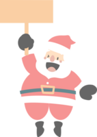 merry christmas and happy new year with cute santa claus and blank sign, flat png transparent element cartoon character design