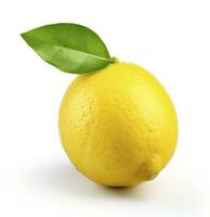 AI generated Lemon with leaf isolated on white background. AI Generated photo