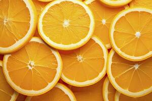 AI generated Orange fruit slices citrus arrangement full frame background. AI Generated photo