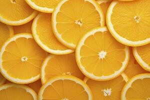 AI generated Orange fruit slices citrus arrangement full frame background. AI Generated photo