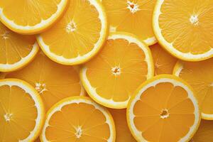 AI generated Orange fruit slices citrus arrangement full frame background. AI Generated photo