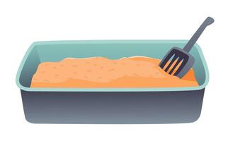 Cat litter tray isolated on a white background. Cartoon vector illustration.