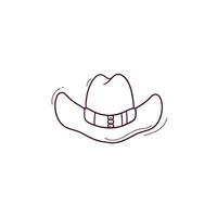 Hand Drawn illustration of cowboy hat icon. Doodle Vector Sketch Illustration