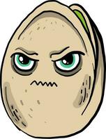 Tired and angry pistachio, illustration, vector on white background