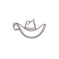 Hand Drawn illustration of cowboy hat icon. Doodle Vector Sketch Illustration