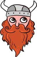 Long bearded viking, illustration, vector on white background