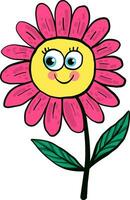 Pink cute flower, illustration, vector on white background