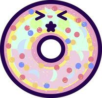 Donut with a cute face, illustration, vector on white background