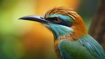 AI generated Turquoise Browed Motmot in vibrant colors. Generative AI photo