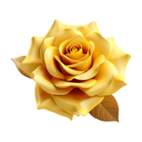 AI generated Yellow rose flower 3d render isolated on transparent background png