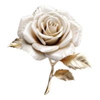 AI generated White rose flower 3d render isolated on transparent background png