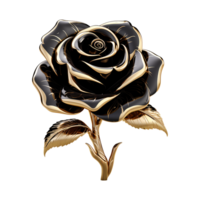 AI generated Black rose flower 3d render isolated on transparent background png