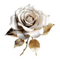 ai generado blanco Rosa flor 3d hacer aislado en transparente antecedentes png