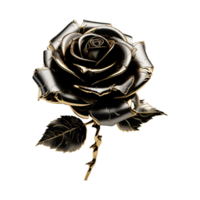 ai gerado Preto rosa flor 3d render isolado em transparente fundo png