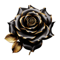 ai gerado Preto rosa flor 3d render isolado em transparente fundo png