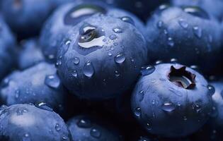 AI generated Wet Blueberry fruit. AI Generated photo