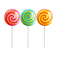 AI generated Lollipop different colors set isolated on transparent background png