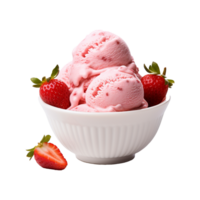 ai généré fraise la glace crème dans une bol isolé sur transparent Contexte png