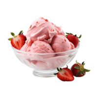 AI generated Strawberry ice cream in a bowl isolated on transparent background png