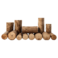 AI generated Wooden log display isolated on transparent background wood product stand png generative ai