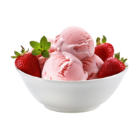 AI generated Strawberry ice cream in a bowl isolated on transparent background png