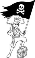 Pirate Boy Line Art vector