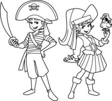 Pirate Kids Line Art vector