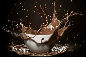 AI generated splash of chocolate or Cocoa. Generative AI photo