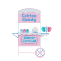 Kerstmis carnaval winter thema 3d, katoen snoep verkoper stellage, pastel stijl. png