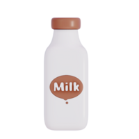 mercearias tema 3d leite produtos , chocolate leite garrafa em uma transparente fundo , 3d Renderização png