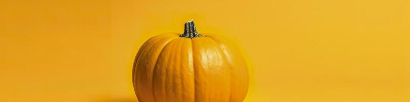 ai generado un calabaza en contra un amarillo antecedentes. generativo ai foto