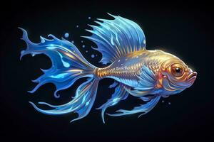 AI generated 3d rendering. fish on black background. Generative AI photo