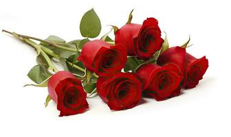 AI generated Red rose bouquet isolated on white background. AI Generated photo